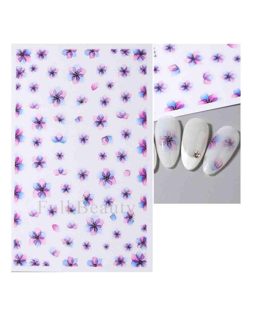 Autocollants 3D pour Nail Art, lignes ondulées abstraites colorées, décalcomanies à fleurs et feuilles florales, décoration d'ongles