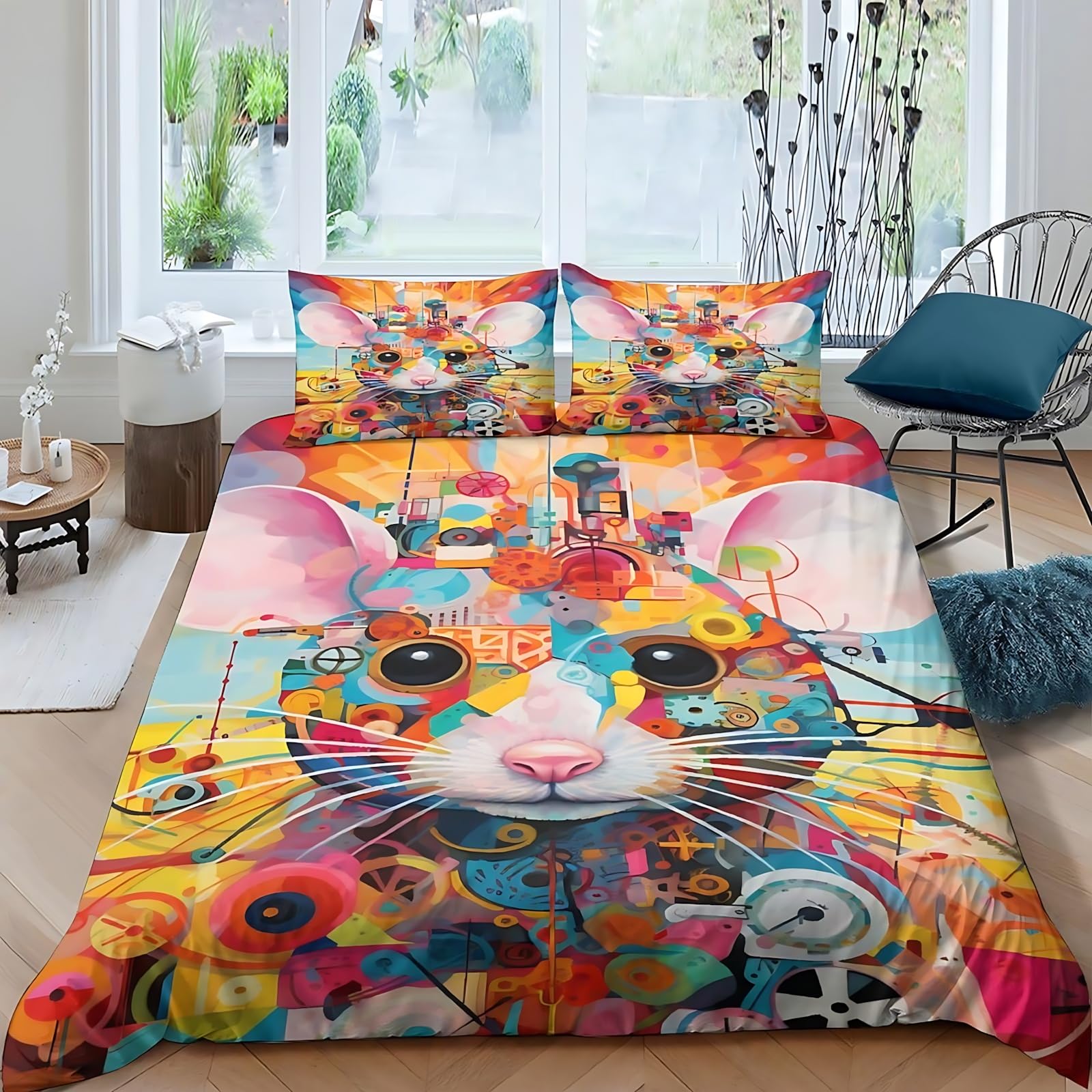 

Mouse Duvet Cover Sets for Children Comforter Covers Lightweight Down Room Decor Queen Size 2 Pillowcases 1 Duvet Cover No Quilt (135x200cm)