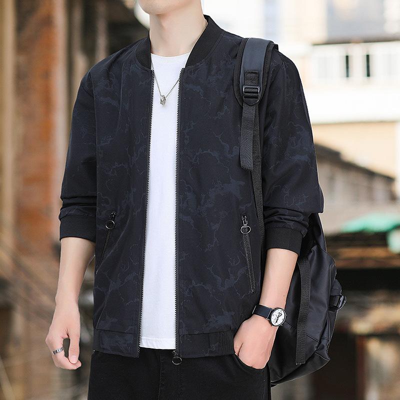 Spring Jacket Men's Loose Baseball Collar Clothes Stand Collar Casual Minimalist Jacket