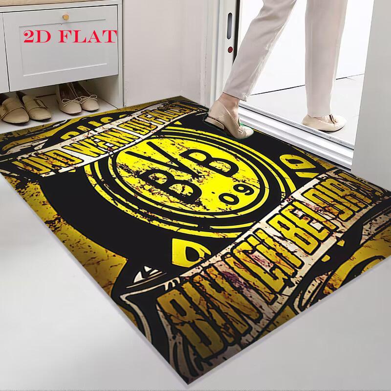 Borussia Dortmund Logo Teppich für Wohnzimmer Schlafzimmer Zuhause Sofadekoration, rutschfeste Bodenmatte für Kinder