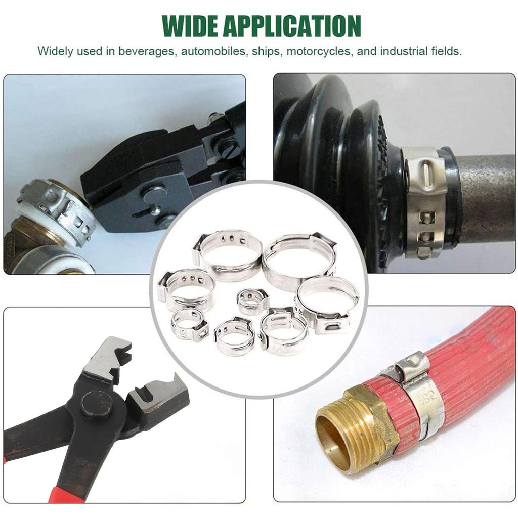 80 KUSŮ Sada různých sponek na hadice Nerezová ocel Jednouchohé svorky na trubky se svěrnými kleštěmi Nerezové svorky na hadice