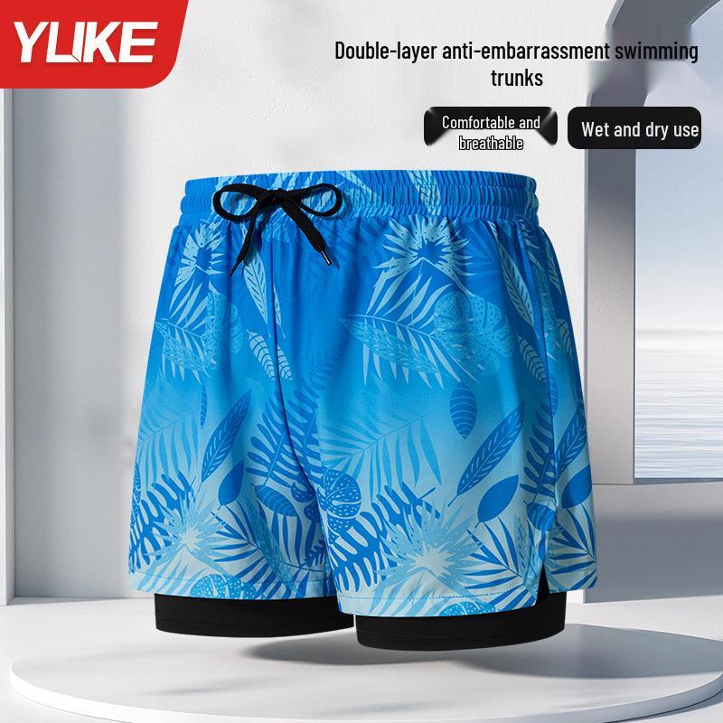 Herren Doppellagige Square-Leg Badehose - Fünf-Punkt-Stil, Anti-Peinlichkeit, Professionelle Strandbekleidung für Erwachsene.