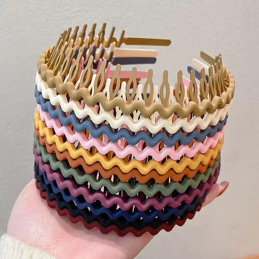 1 Stück Mode Wellen Stirnbänder für Frauen Einfarbig Gezahnt Rutschfest Haarbänder Mädchen Gesichtswäsche Sport Stirnbänder Haaraccessoires