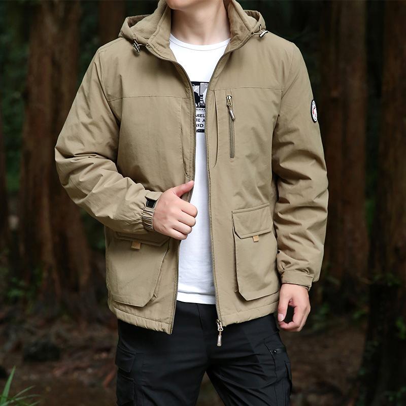 Autumn and Winter Men's Velvet Jacket Outdoor Thickened Windproof Jacket Sports Casual Loose Work Jacket Jacket