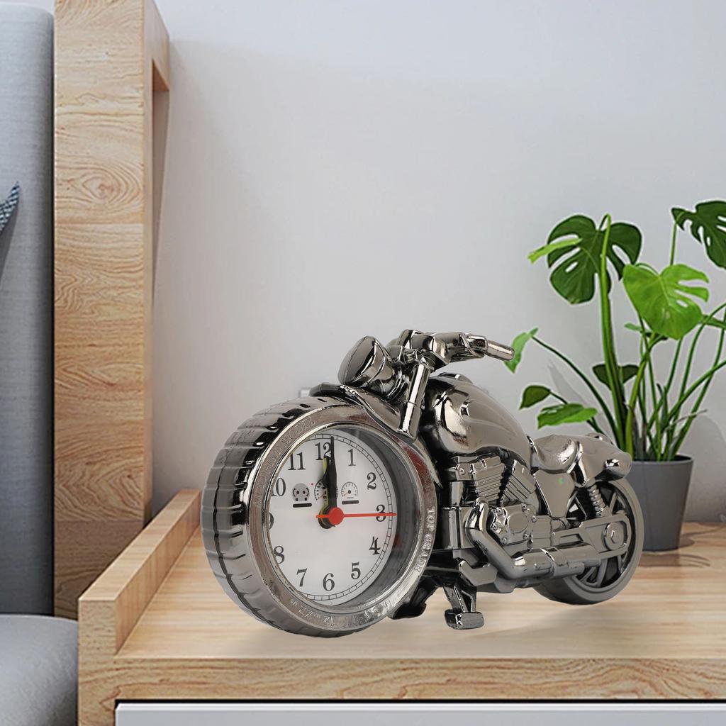 Vintage Motorradmodell Wecker Batteriebetrieben Schreibtischregaluhr Kinderzimmer Heimdekoration Geschenk