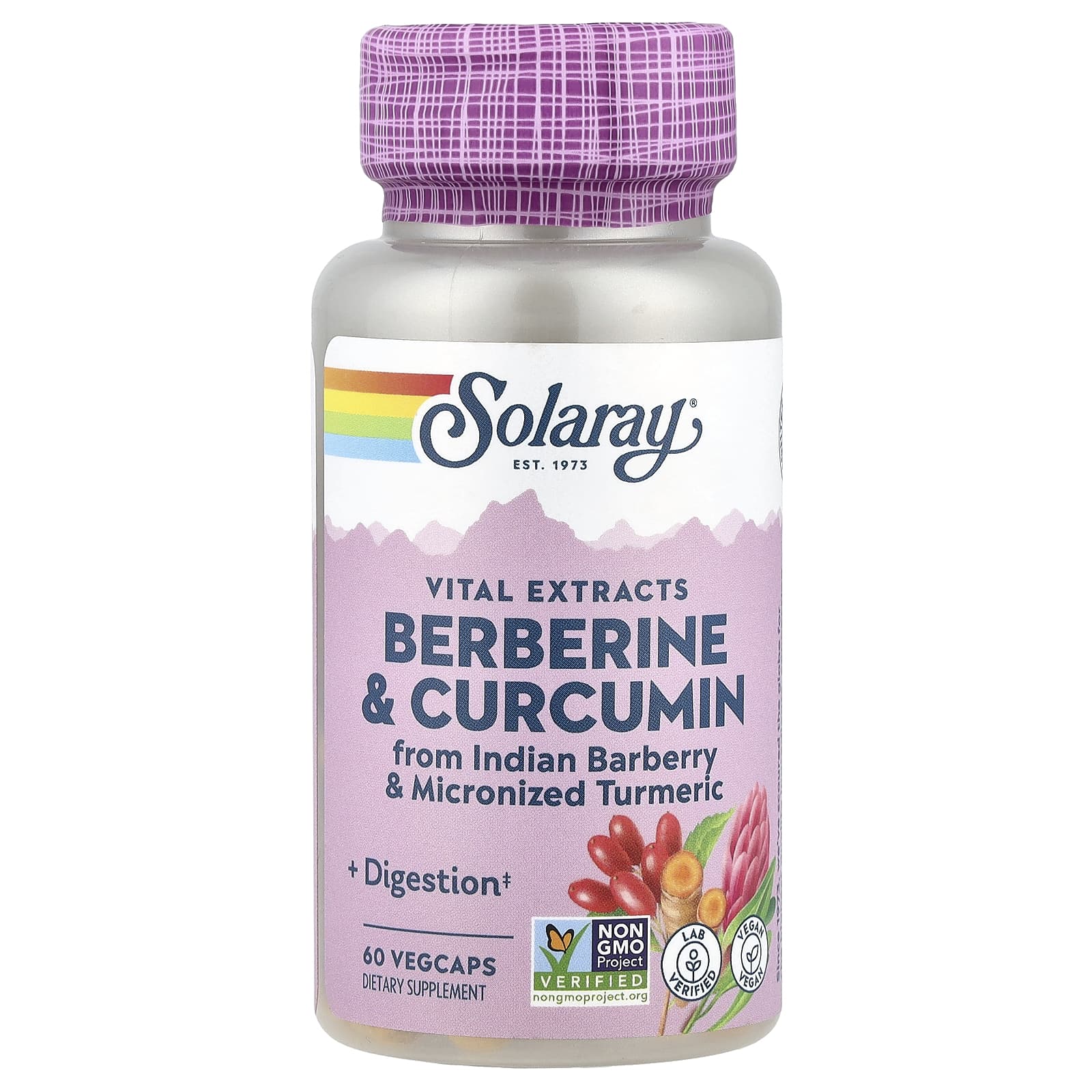

Solaray, berberine & curcumin, root extract, 60 vegetable capsules