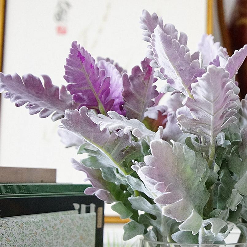 Flori Artificiale Frunze de Mătase Flocking Lagomorfa Petrecere Festivă Nuntă Decorațiune Acasă Plante Falsificate Materiale Buchet Perete Verde