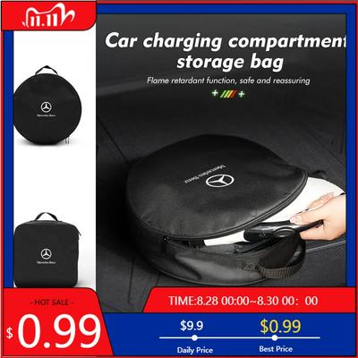 Bolsa para Cables de Arranque de Batería Eléctrica GLC GLB Bolsa de Almacenamiento para Cargador de Coche EV Para Benz AMG Clase A C E S G W201 W210 W108 W204 W205 W203