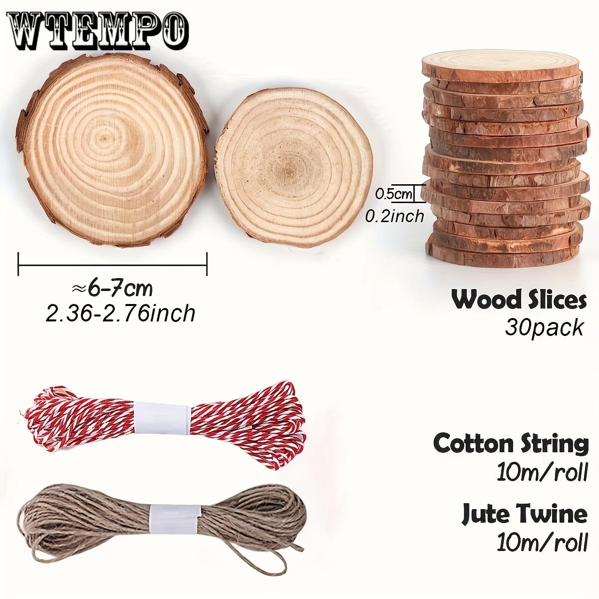 

30pcs Wood Slices 2.4 -2.8 Wood Rounds with Pre-drilled Hole and Twine, Wood Slices for Painting DIY Crafts Christmas Ornaments Party Wedding Decor 30pcs