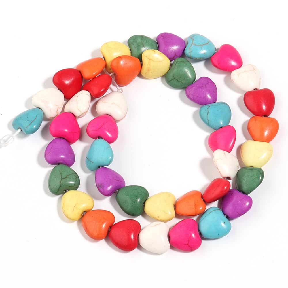 1String Multisize Natural Stone Beads Charm Heart Shaped Spacer Turquoise Beads For DIY Bracelet Necklace Jewelry Accessories