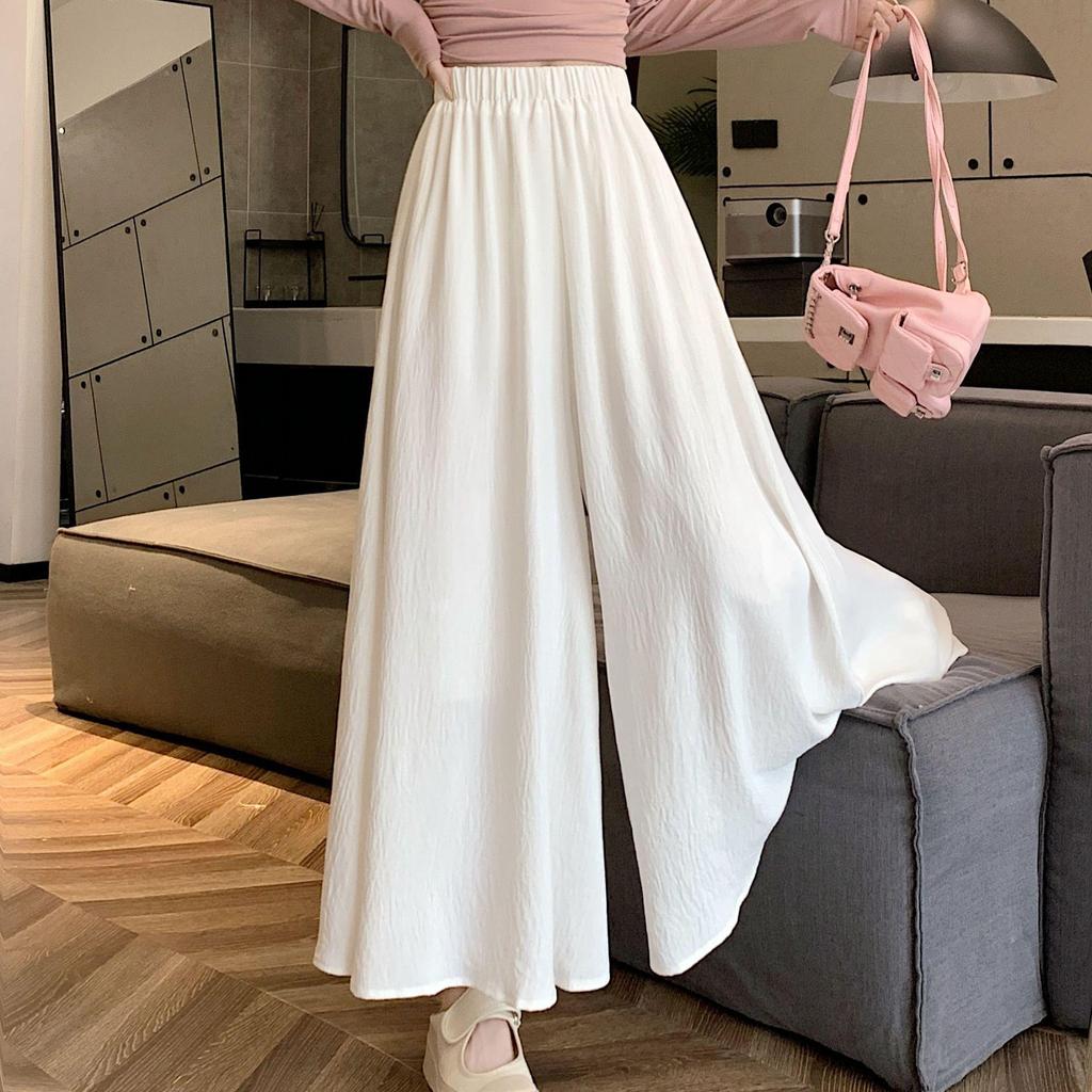 White High-Waisted Wide-Leg Culottes: Women's Slimming Petite Summer Casual 2026 Collection