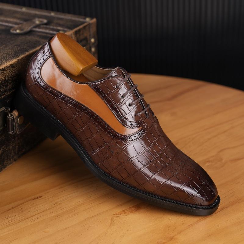 Leather shoes men's British business casual men's leather shoes retro lace-up trend versatile men's wedding shoes
