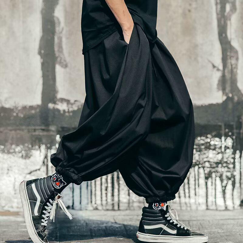 Yohji Yamamoto Men's Dark Irregular Japanese-style Ribbon Pants - Samurai Kendo Skirt Design for Summer