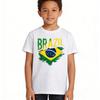 Distressed Brazil Flag Graphic TShirt Brazilian Soccer Lover Children Casual Daily Life Shirt Kids Boy Girl Polyester Short Sleeve