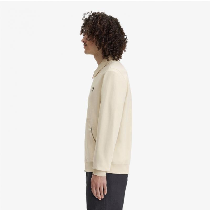 Fred Perry [sharp] Slub Jersey Zip Through Pullover   Oatmeal Afpm2417858 691