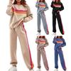 Damen 2-teilige Lounge-Outfits Regenbogen gestreiftes Sweatshirt High Waist Sweatpants Trainingsset Langarm Reise-Trainingsanzug