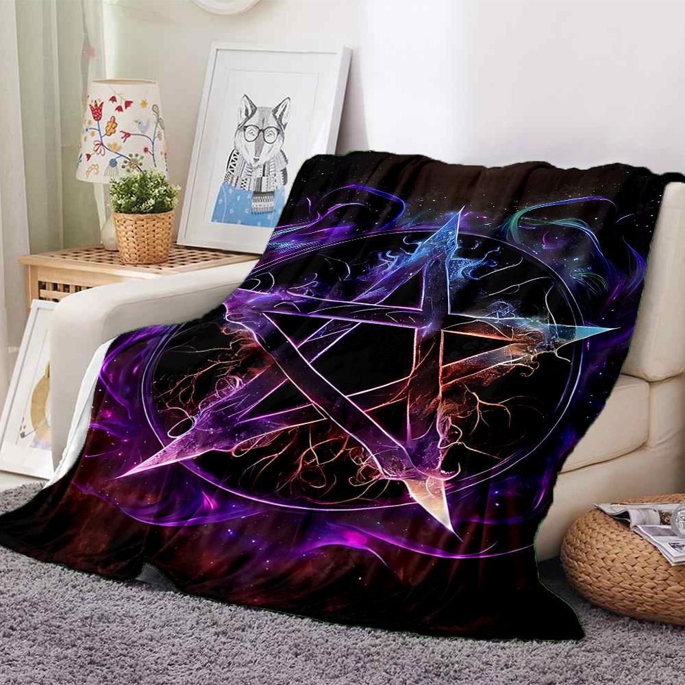 1pc Witchcraft Symbol Blanket, Lightweight Flannel Throw Blanket for Sofa, Bed, Travel, Camping, Living Room, Office, Couch051