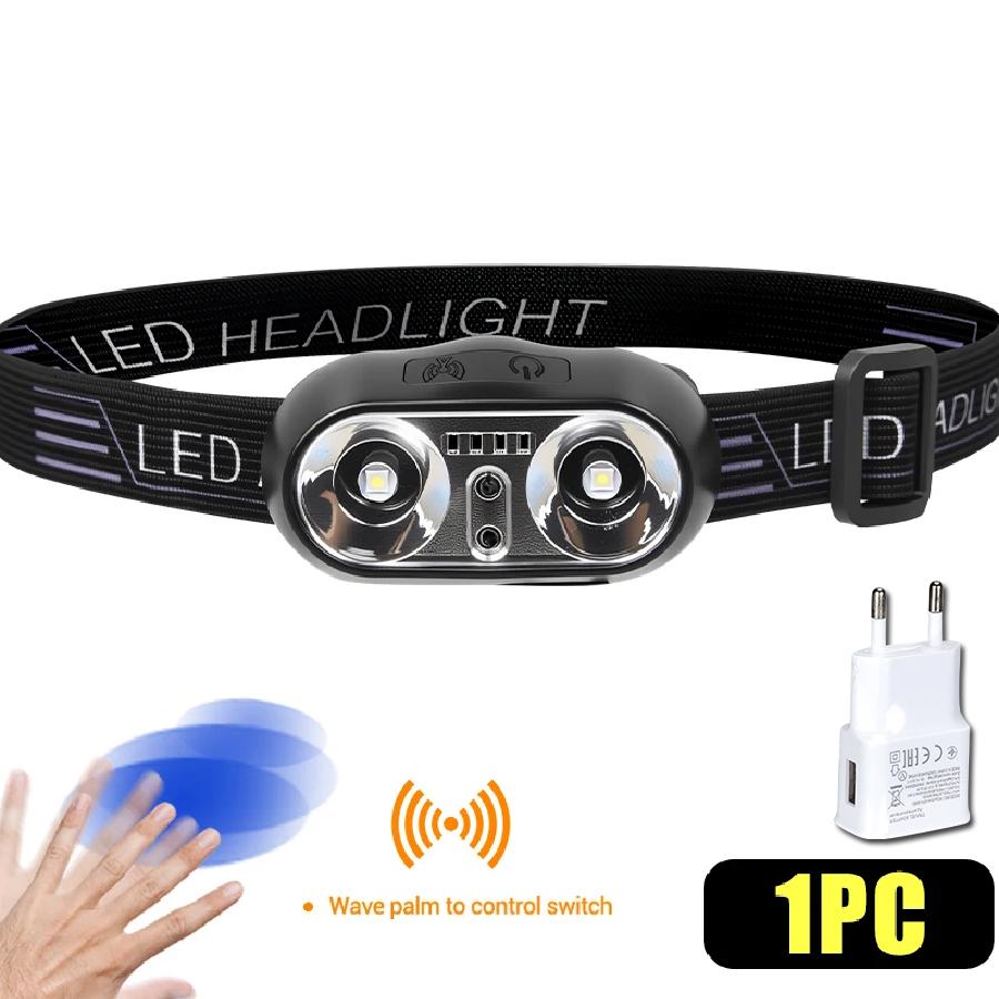 Mini Portable LED Sensor Head Lamp Powerful USB Rechargeable Headlight Lantern Front Light Torch for Camping Working Lantern