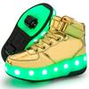 Hot Sale Double Wheel Luminous Runaway Shoes 2025 Skates Children's LED Wheels High Top USB Charging Pulley Light Shoes