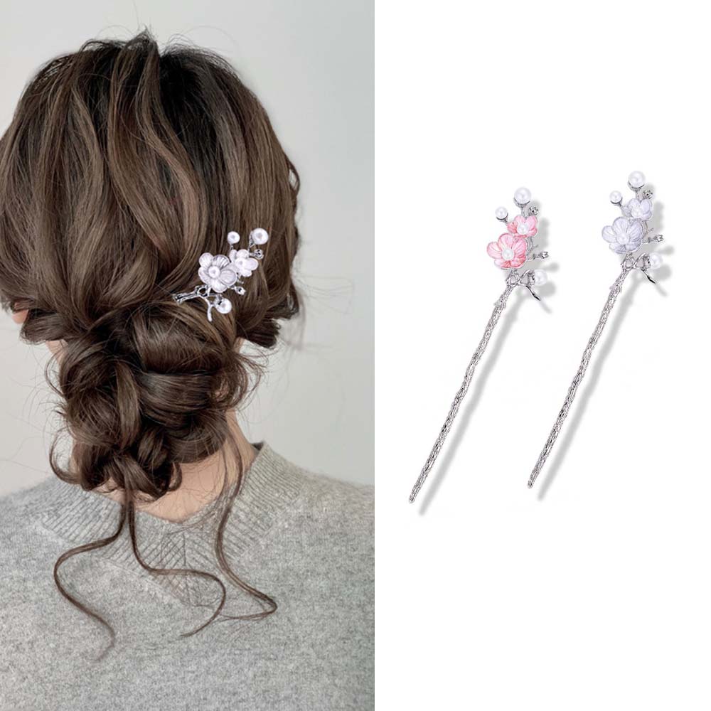 

Elegant Chinese Style Plum Blossom Pearl Girls Flower Hair Stick Zinc Zinc Alloy Hanfu Headwear Hairpin