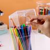 Tabletop Clear Pencil Holder with Lid Storage Box Dustproof Student Office Desk Organizer