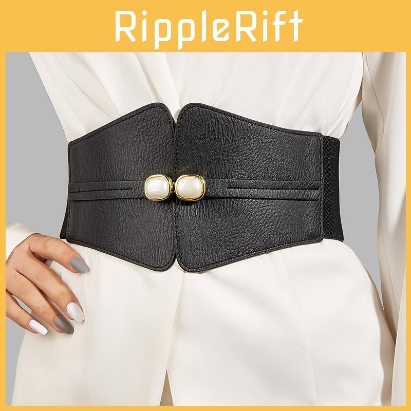 Simulation Fashion Gemstone Decoration Women Black Elastic Belt For Daily Use