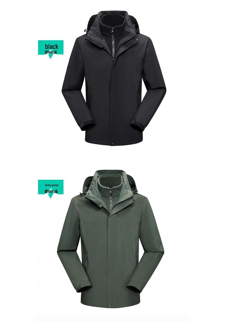 Men's Japanese Style 3-in-1 Detachable Windproof Waterproof Autumn/Winter Mountaineering Jacket.