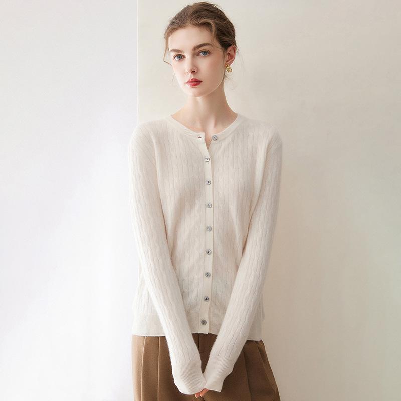 Le Kasha 100% Pure Cashmere Women's Cable Knit Button-Up Cardigan - Autumn/Winter Collection