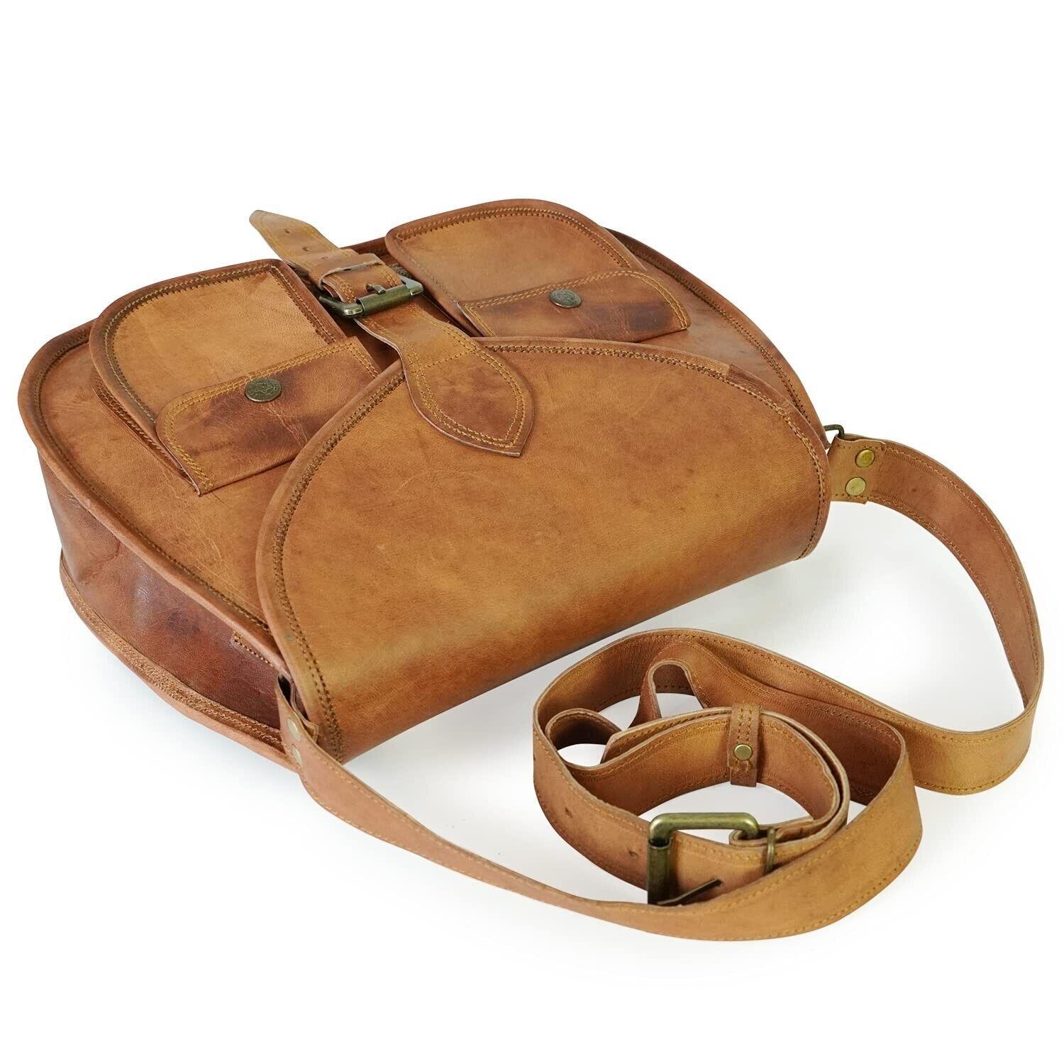 Женская винтажная коричневая кожаная сумка-мессенджер через плечо — фото 3