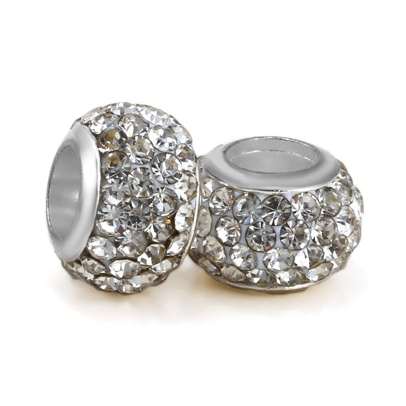 Silver Plated Macroporous Resin Glass Beads for Charms Bracelet Necklace Keychain Women Girls Jewelry Gifts