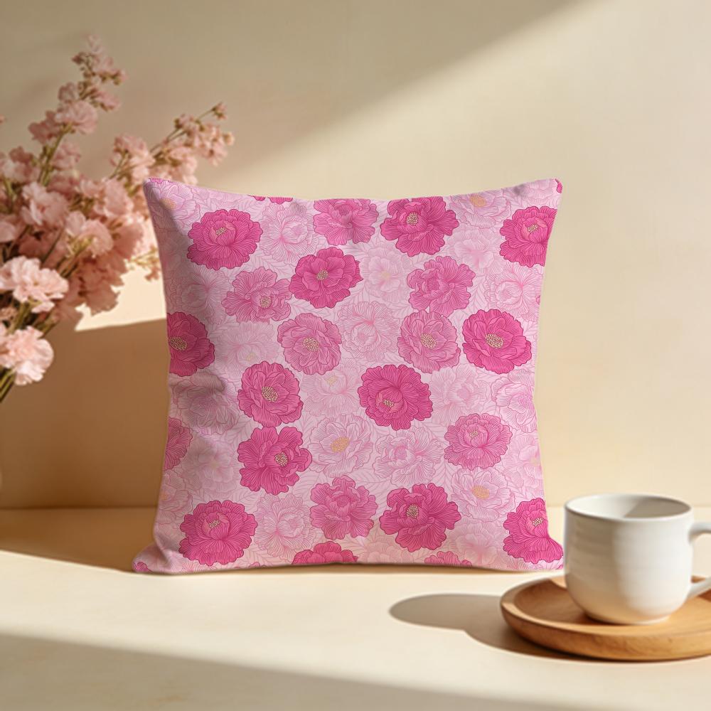 Elegant Peony Pattern Cushion Cover Soft Pillow Cases for Home Bedroom Living Room Sofa