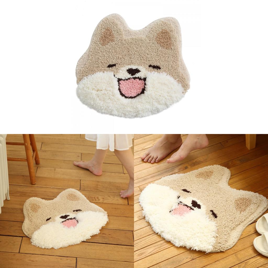 Cartoon Dog Shaped Bathroom Absorbent Mat With Non Slip Backing For Kids Room Decor