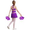 Girls Sleeveless Letters Printed Patchwork Hollow Back Dress Tassel Flower Balls Pair Cheerleading Dance Costume