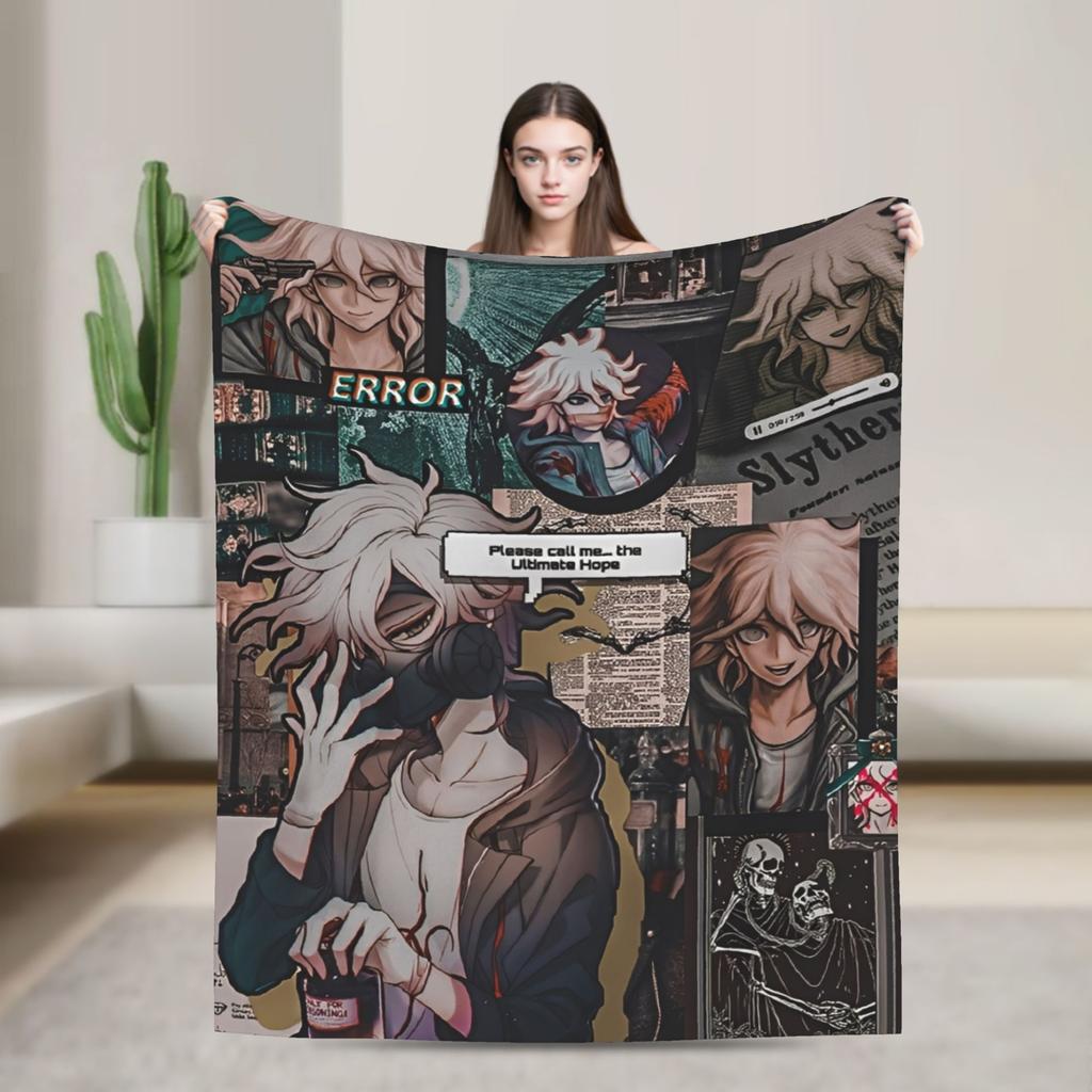 Danganronpa Nagito Komaeda Flannel Blankets Game Anime Novelty Throw Blanket for Home 125*100cm Warm
