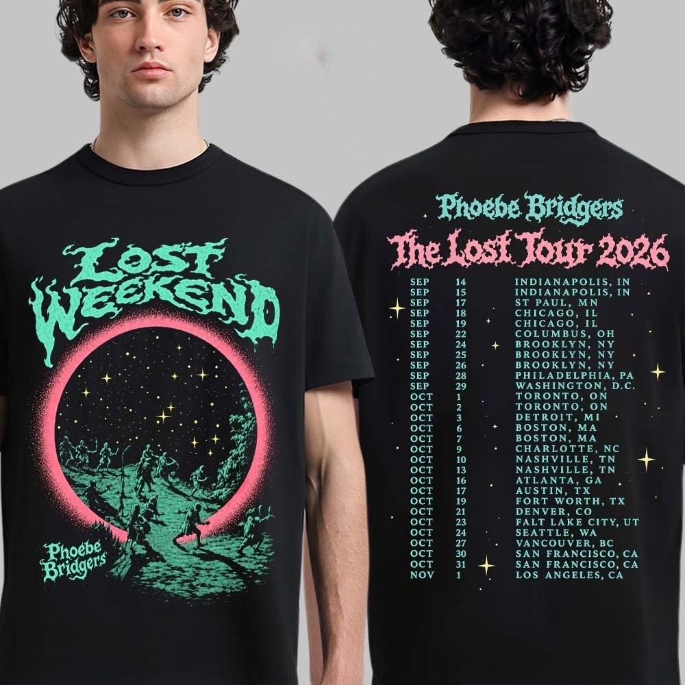 Phoebe Bridgers The Lost Tour 2026 Merch Lost Weekend T-shirt Réimpression T-shirt Unisexe