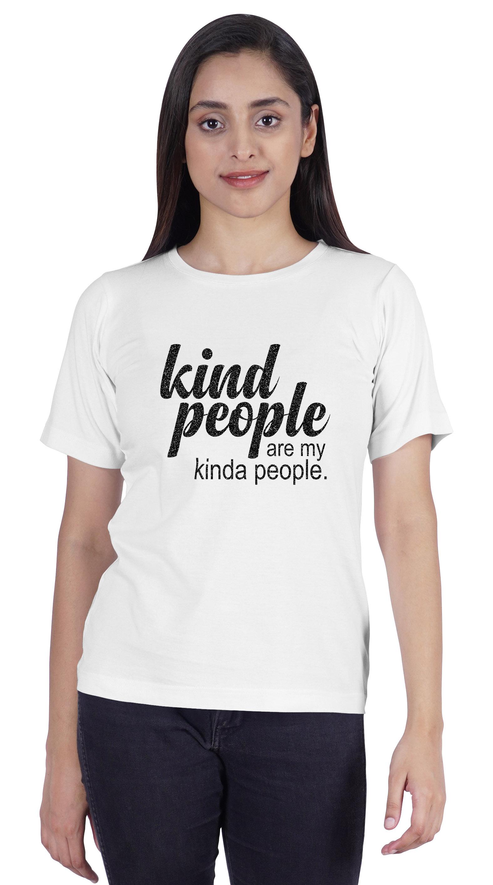 

Inkmeso Short Sleeves Tshirt For Women Kind People Are My Kinda People Graphic Funny Jersey XXL білий