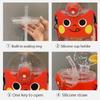 Summer Charming French Fries Water Bottle With Straw Clear Square Plastic Water Bottles for Kids Lightweight School Drinking Cup