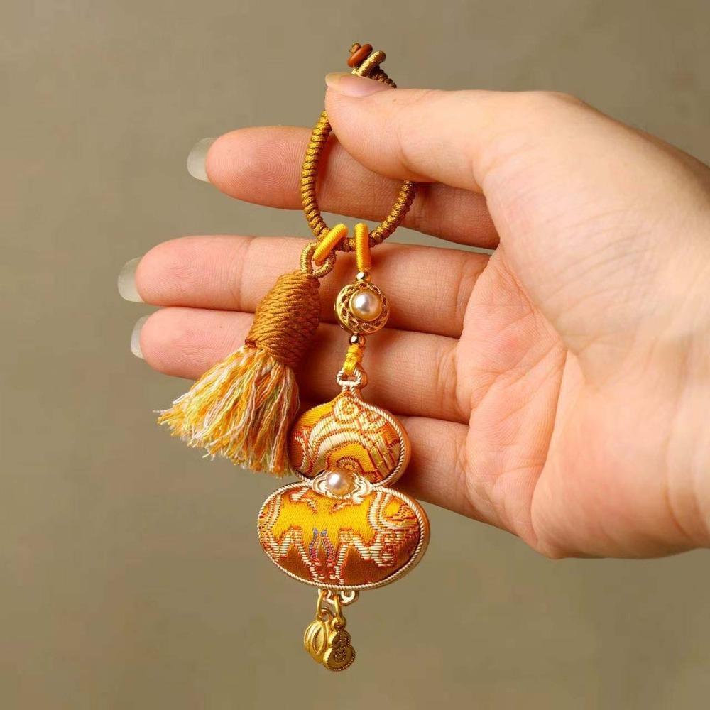 Blessing Brocade Gourd Pendant Good Luck Hanging Ornaments Spring Festival Gourd Key-chain  Gifts