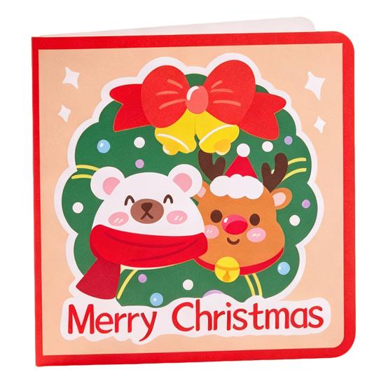 Christmas Party Favors 10Pcs Merry Greeting Cards Set, Folding Cartoon Blank Note Cards, Festive Blessing for Holiday Gift Paperboard
