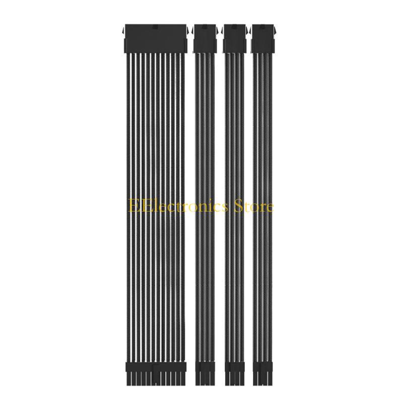B03C PC 18AWG Power Extension Cable Set, SoftBraiding, 1x24Pin, 1x8Pin CPU, 2x8Pin PCIe with Combs for Easy Management, 30cm