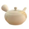 Shogama White Clay Teapot with Leaf Pattern