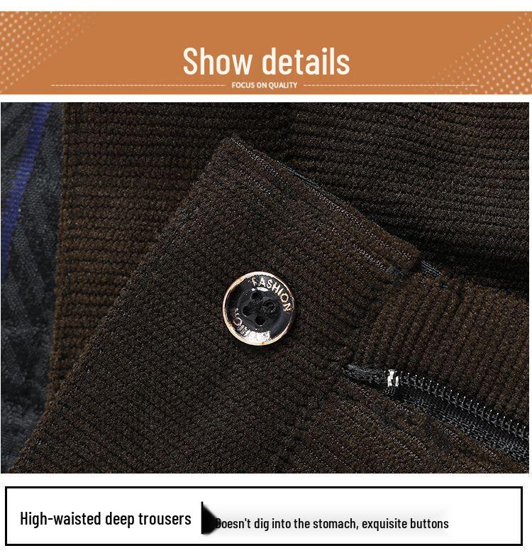 Men's Corduroy Pants: Autumn/Winter Straight-Leg Casual Pants for Middle-Aged Dads and Seniors.