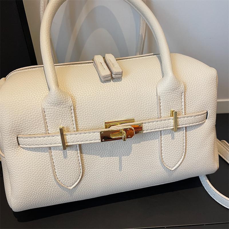 Bolso de Mano Clásico de Piel Sintética Granulada con Asa Superior y Correa de Hombro Desmontable Ideal para la Moda Cotidiana y la Elegancia