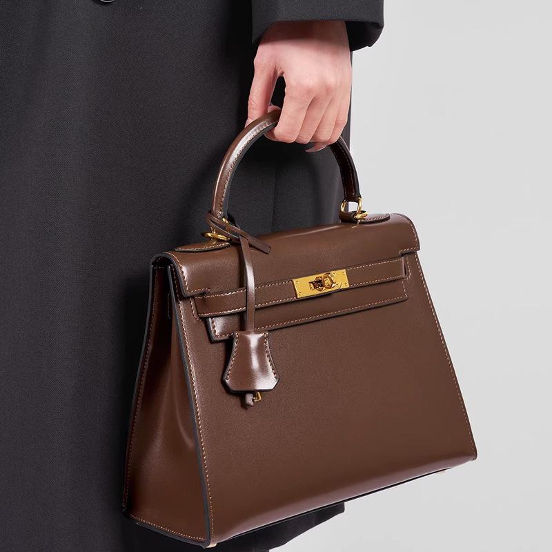 Borsa in Pelle da Donna Kelly Cowhide Lucida Seconda Generazione Grande Capacità da Pendolare Borsa a Spalla/Mano Borsa a Tracolla
