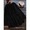 Loose Cotton Linen Long Sleeve Pleated Round Neck Plus Size Women S Shirt