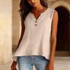 Women's Floral Sleeveless Linen Casual Shirt Top