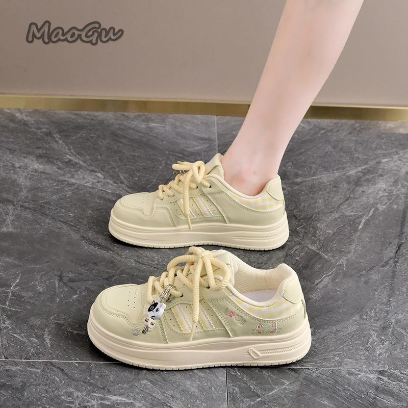Fashion Thick Sole Women's Vulcanize Shoes Cute Cat's Paw Flat Lace Up Sneakers Korea Style Chic Ladies Casual Shoes School Walking