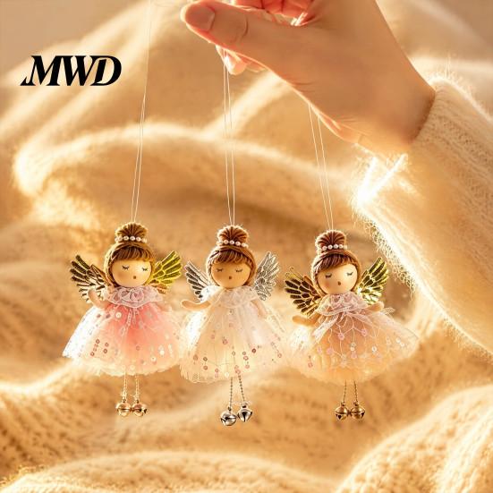 Soft Texture Gift Box Tags Christmas Angel Ornaments, Cute Plush Doll Pendant with Lightweight Fabric Charms Bell for Tree, Holiday Home Party