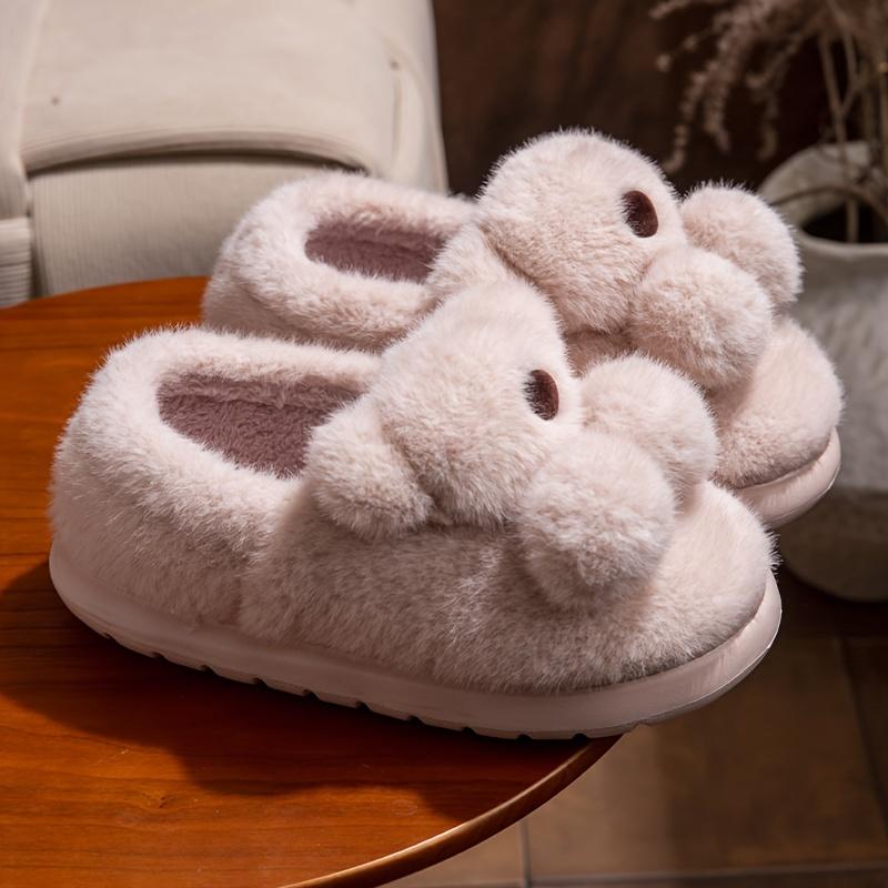 Plush Slip-On Slippers with Plush Lining & Arch Soft Plush Indoor House Shoes