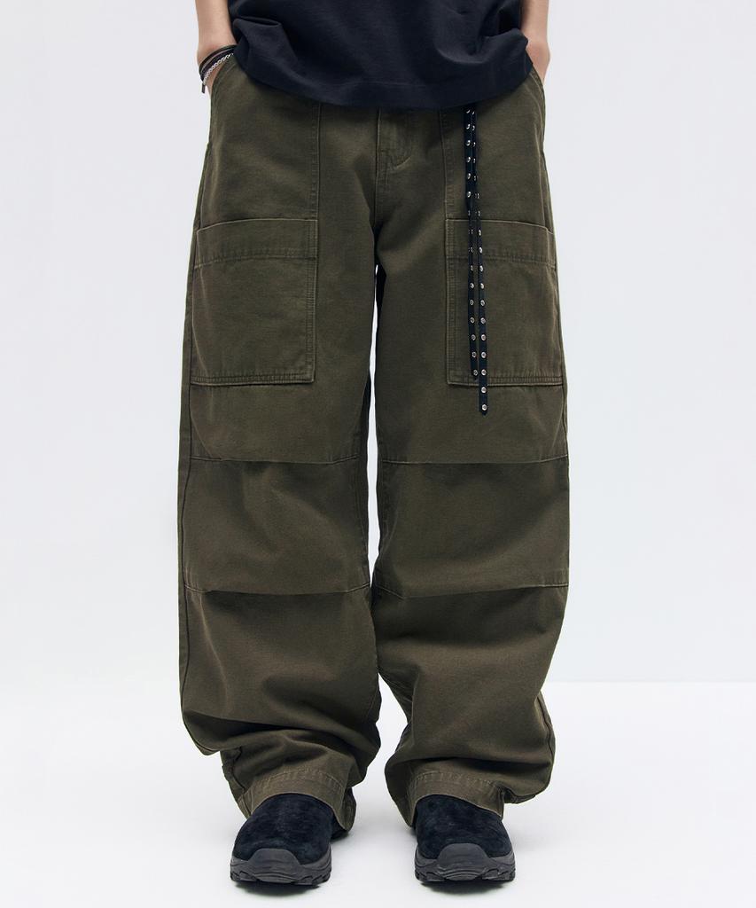 MAISON MINED Parachute Velcro Pants Khaki